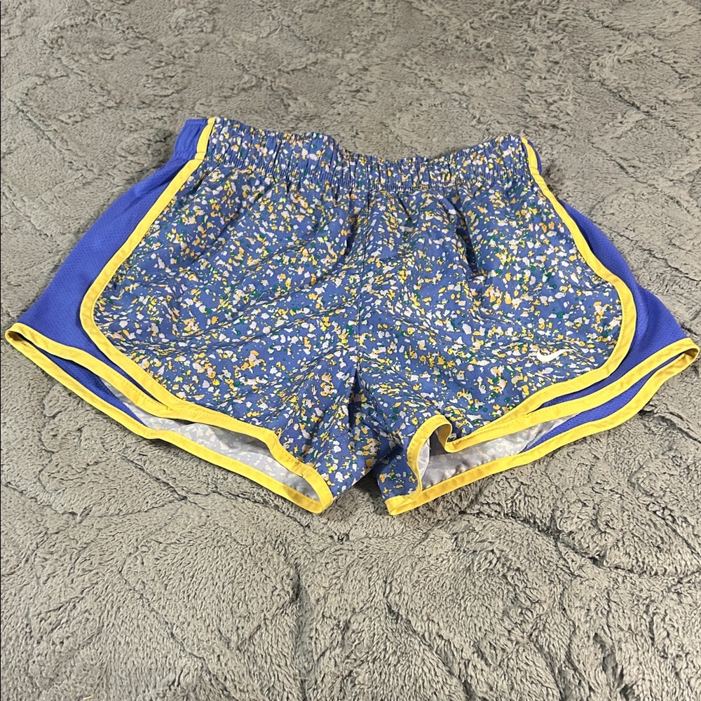 Nike Dri-Fit Women's Shorts Blue and Yellow Print